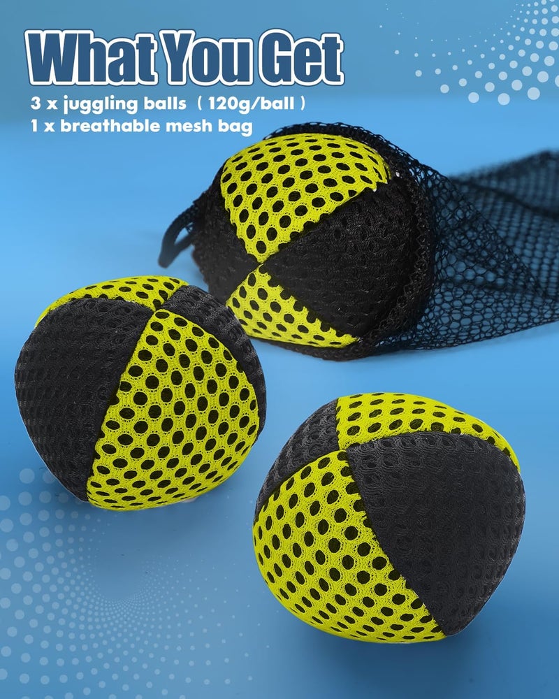 oazoxcx Juggling Balls for Beginners and Professionals Set of 3 Juggling Bean Bags Durable Juggle Ball Kit(Black - Yellow) - Image 5